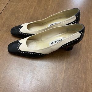Black and Cream Low-Heeled Spectator Pumps